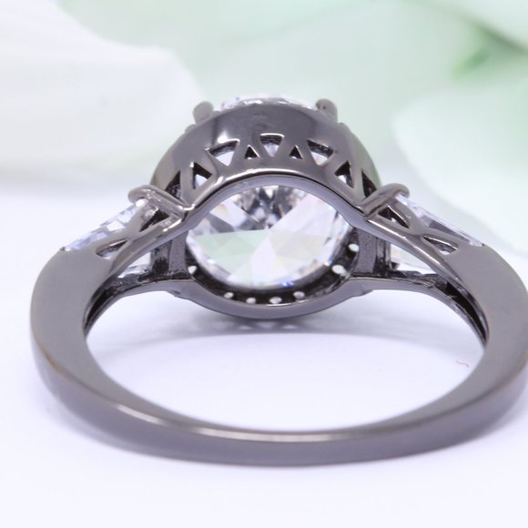 1.50 Carat Art Deco Halo Black Tone 925 Sterl - Picture 3 of 3